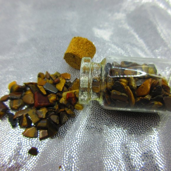 Tiger Eye Gemstone Chips In A Bottle Embellishments Natural Semi Precious - Picture 2 of 3